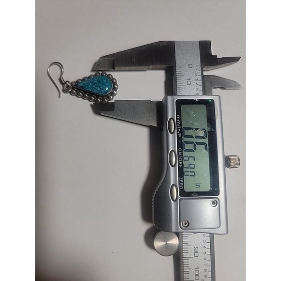 Sterling Silver Mexican 925 Turquoise Chip Earrings Teardrop Mex M2-19 Signed - Picture 8 of 8